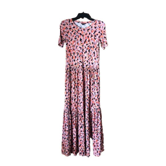 Saint + Sofia Greenwich Summer Confetti Petal Print Tiered Maxi Dress - 2 - Picture 1 of 15